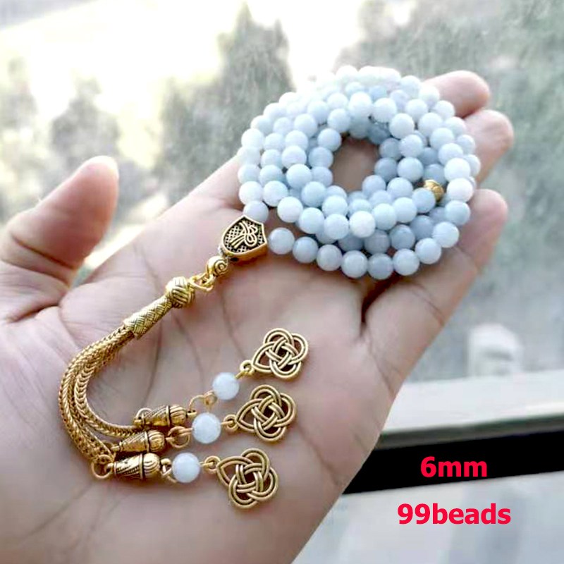 Men Accessories Hk - Tasbih Natural Aquamarines Stone Muslim Bracelet